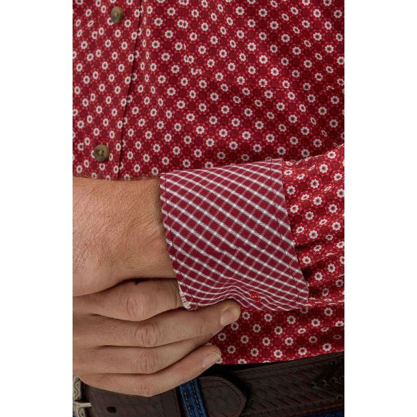 Wrangler Men's George Strait 1 Pocket Long Sleeve Shirt - Red