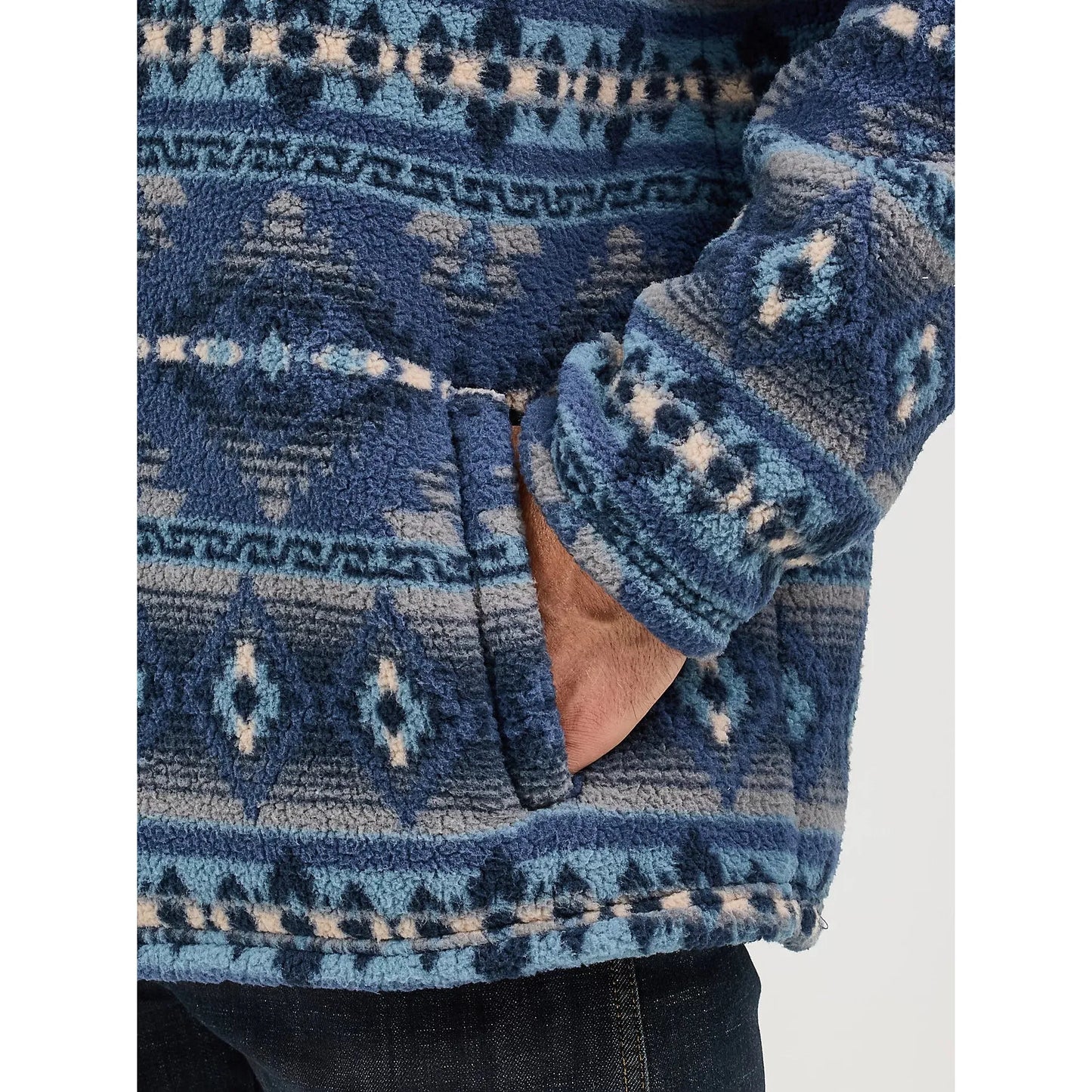 Wrangler Men's Heavyweight 1/4 Zip Sherpa Pullover- Vintage Indigo