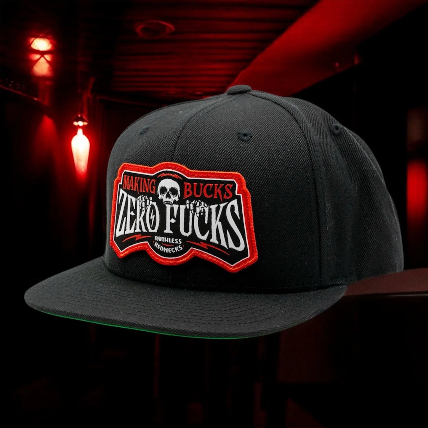 Ruthless Rednecks MBZF Creeper Flat Brim Hat - Black