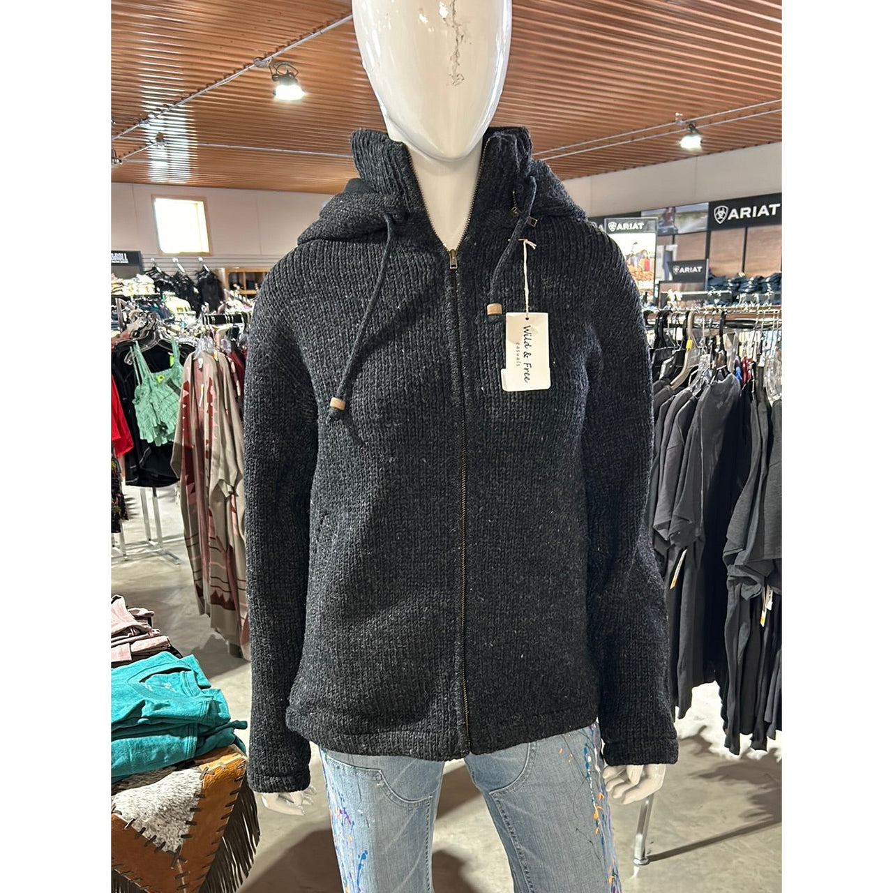 Wild & Free Unisex Wool Sweater - Heather Black