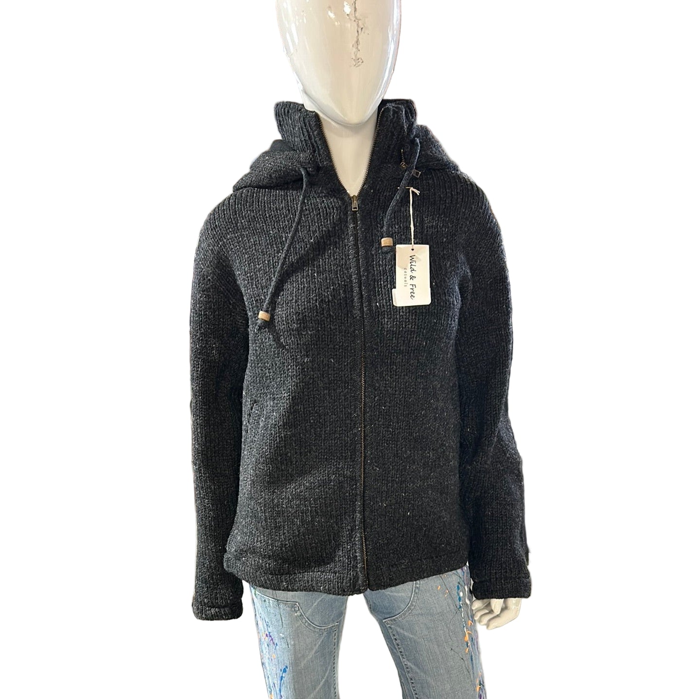 Wild & Free Unisex Wool Sweater - Heather Black