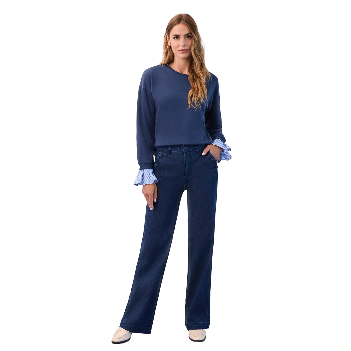 FDJ Women's Suzanne Wide Trouser Jean- Dark Blue