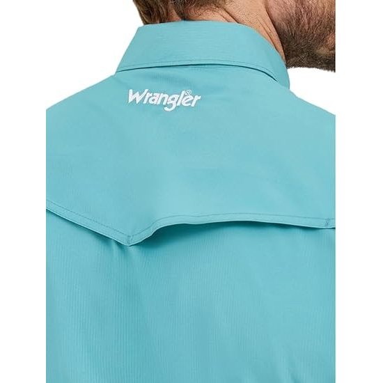 Wrangler Men's Performance Classic Fit Short Sleeve Shirt- Turquoise