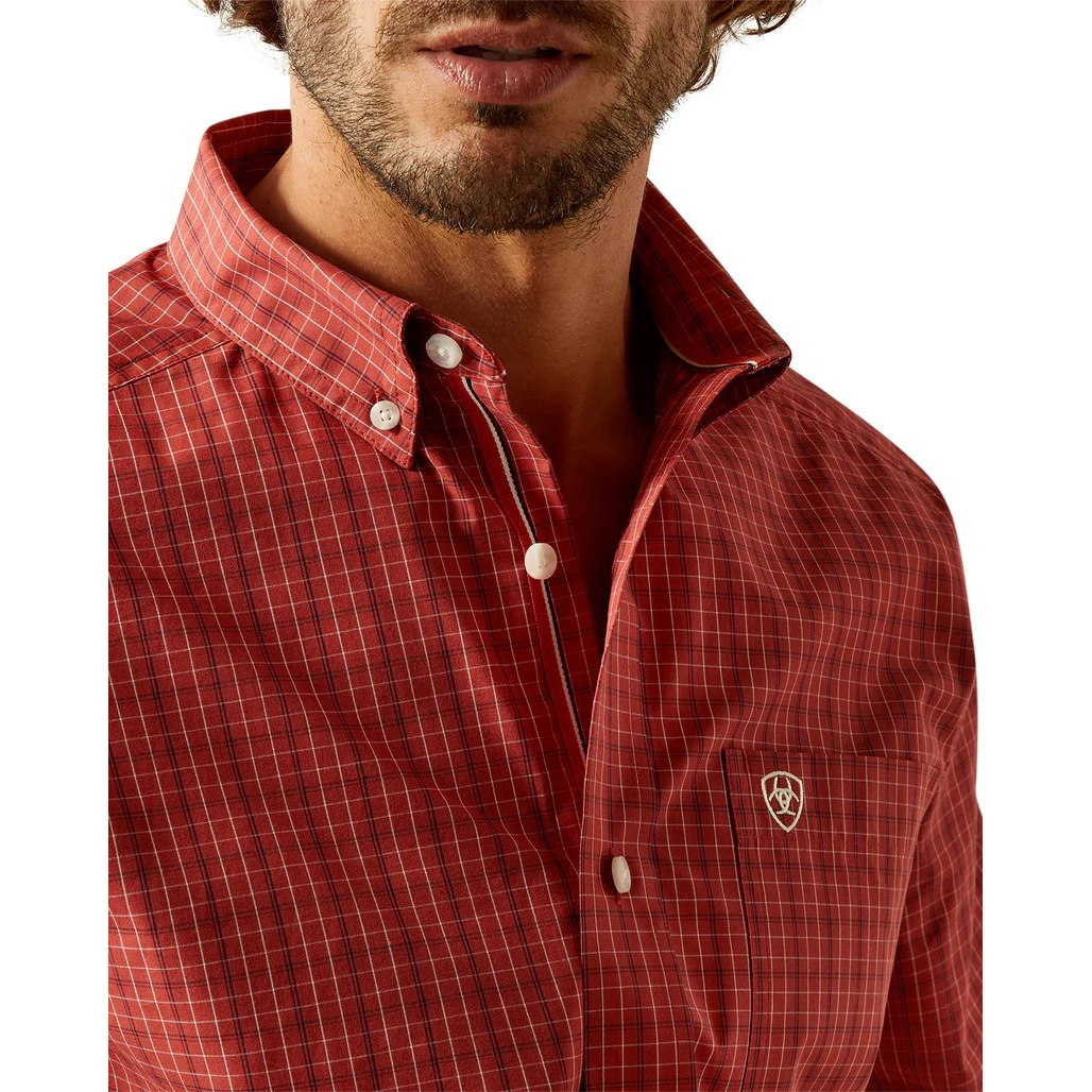 Ariat Men's Long Sleeve Pro Series Cleo Classic Fit Shirt- Dark Red