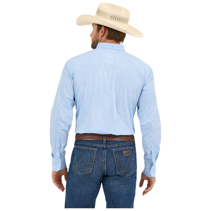 Wrangler Men's Long Sleeve Plaid Cody Johnson Classic Fit Shirt - Blue