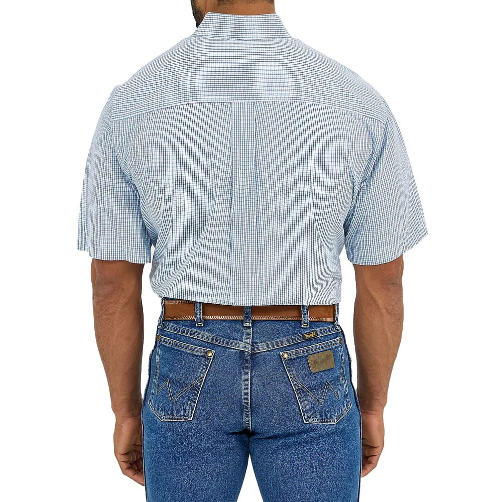 Wrangler Men's George Strait Collection Short Sleeve Shirt- Blue