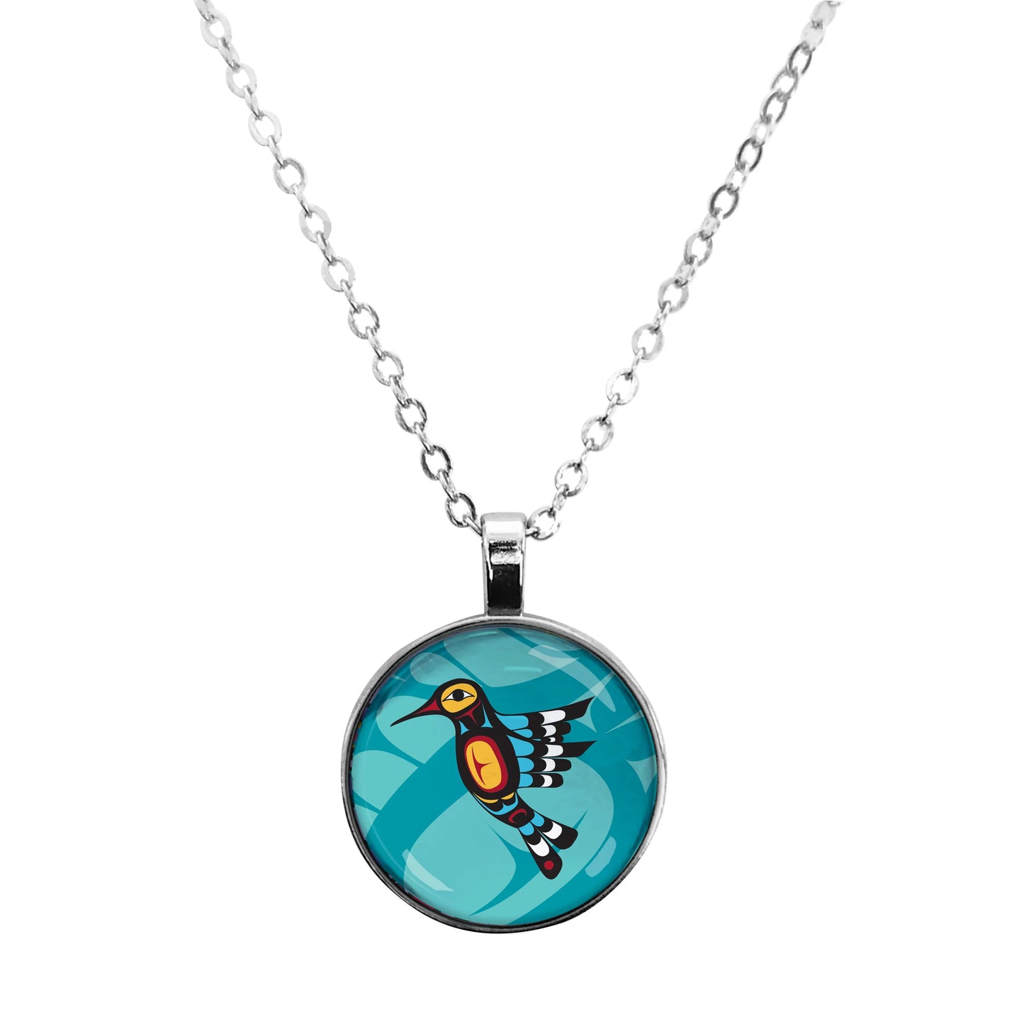 Francis Dick Hummingbird Dome Glass Necklace