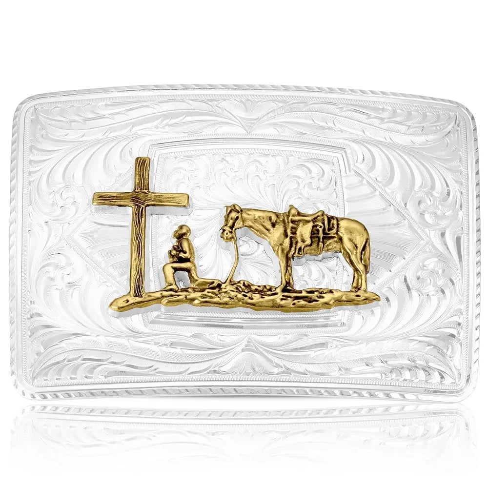 Montana Silversmiths Western Standard w/Praying Cowboy Belt Buckle