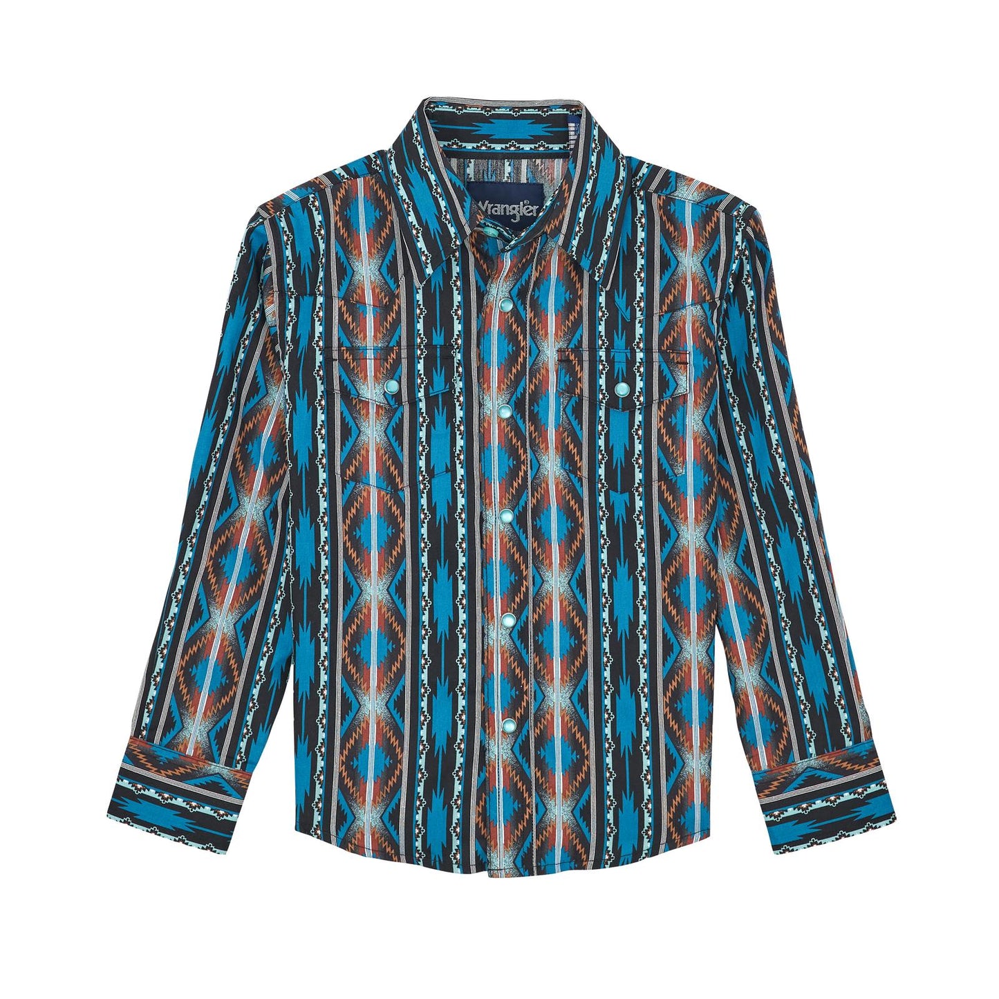 Wrangler Boy's Checotah Long Sleeve Shirt - Turq Multi