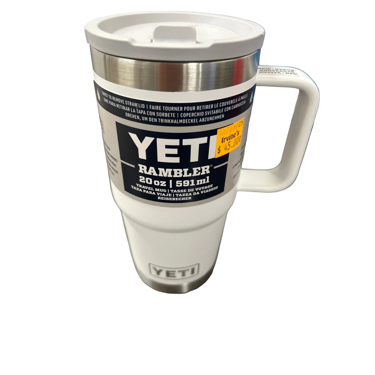 Yeti Rambler 591ml Rambler Travel Mug w Straw - White