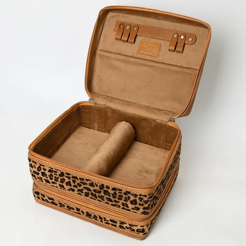 American Darling Hair On Cowhide Floral Carved Jewellry Case