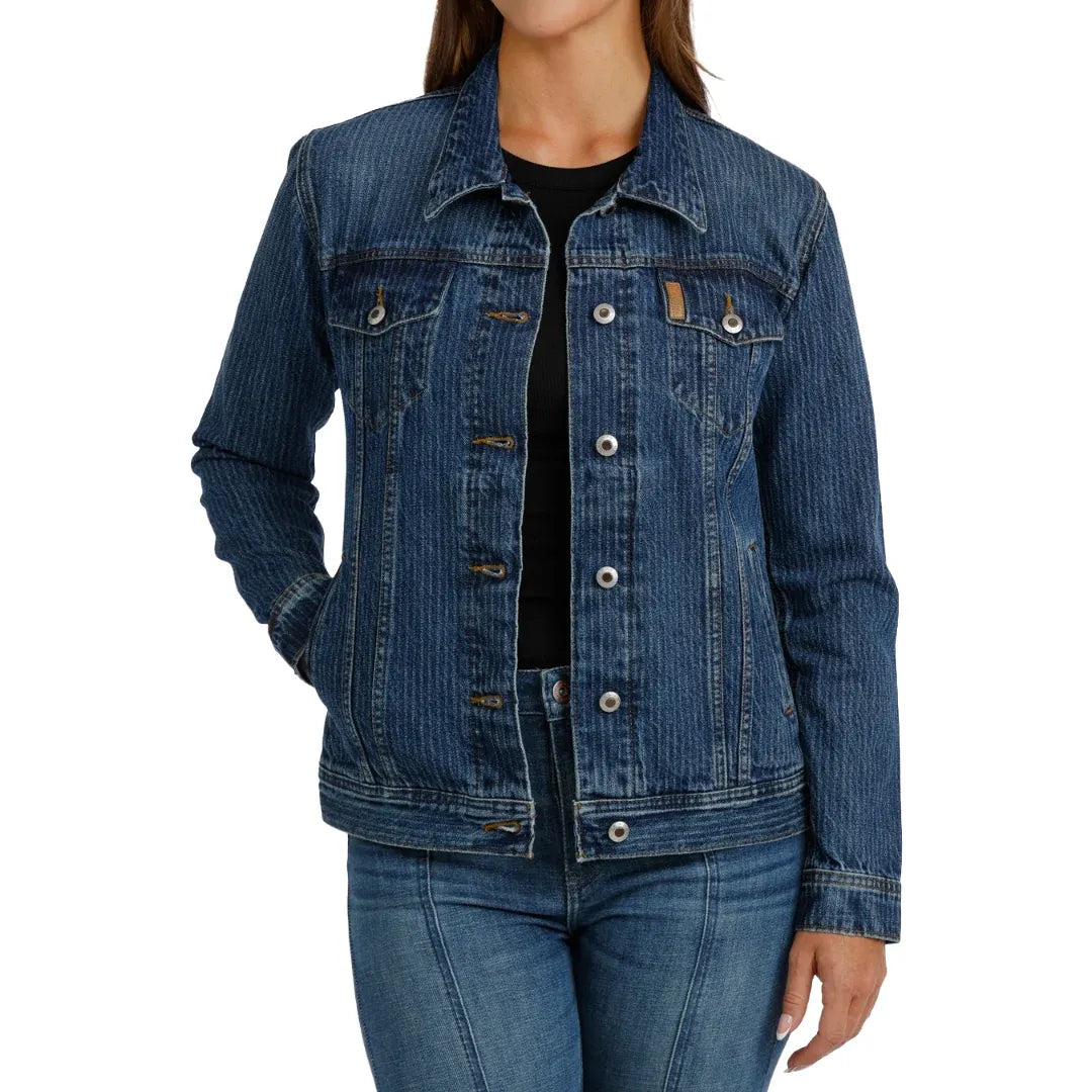 Cinch Women's Long Sleeve Denim Trucker Jacket-Indigo