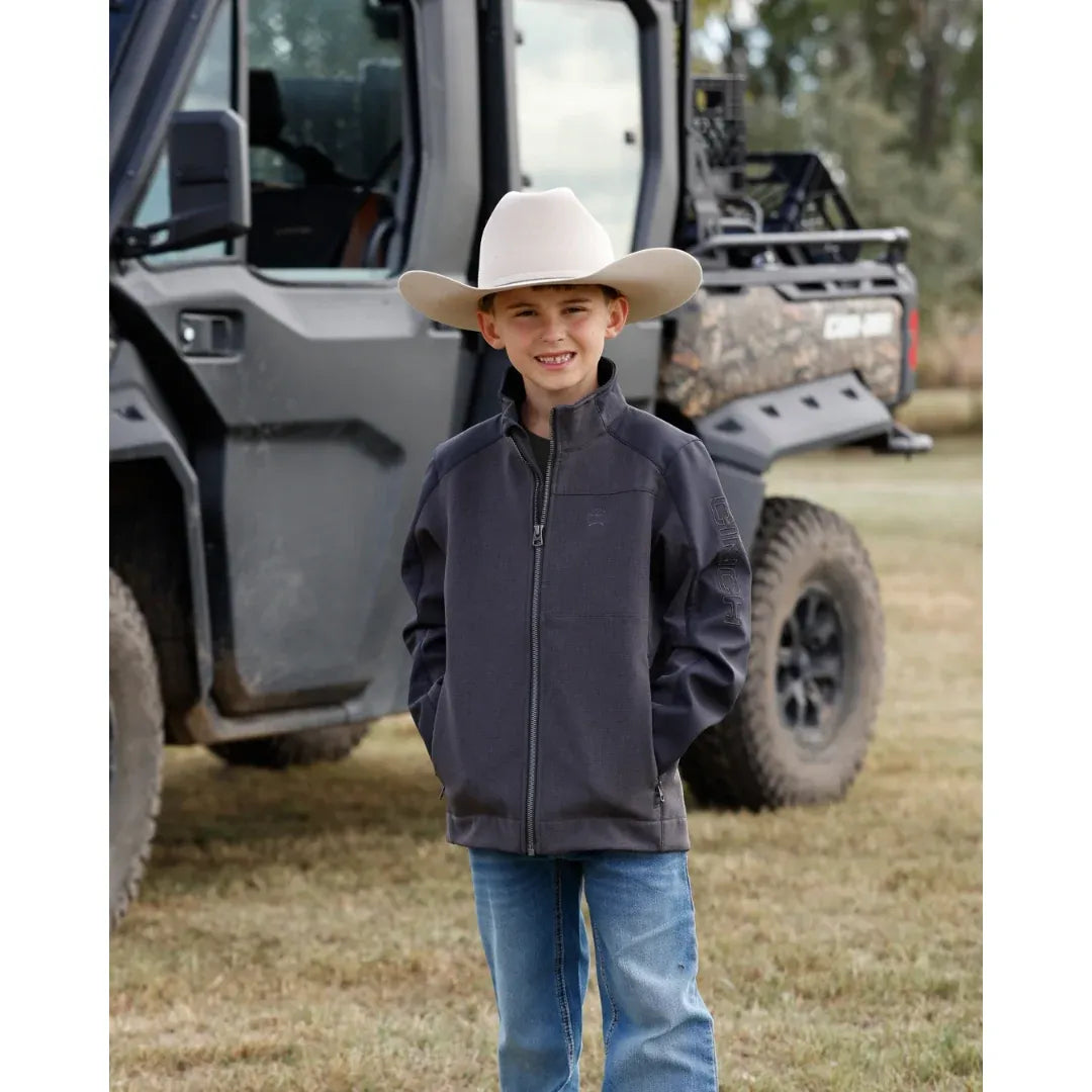 Cinch Boy's Bonded Long Sleeve Zip Up Jacket- Brown