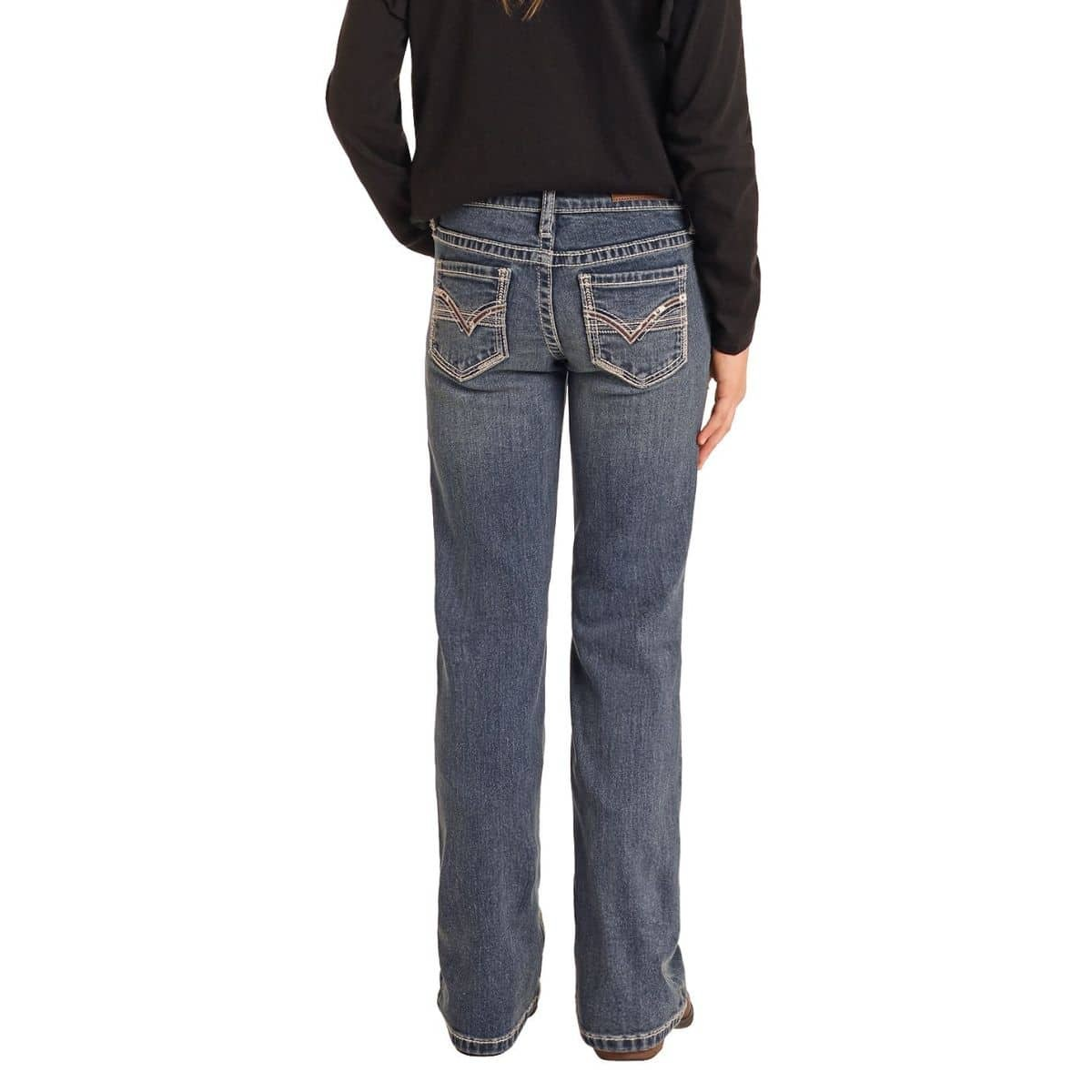 Rock & Roll Girl's Petal Cowhide Boot Cut Jean - Medium Vintage