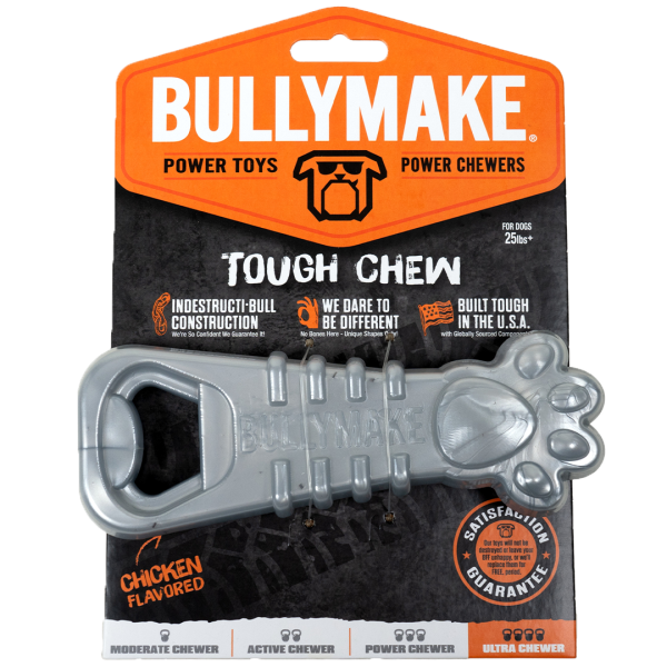 Bullymake Doy Toy Tough Chew Nylon Paw Opener Silver-Chicken Flavour