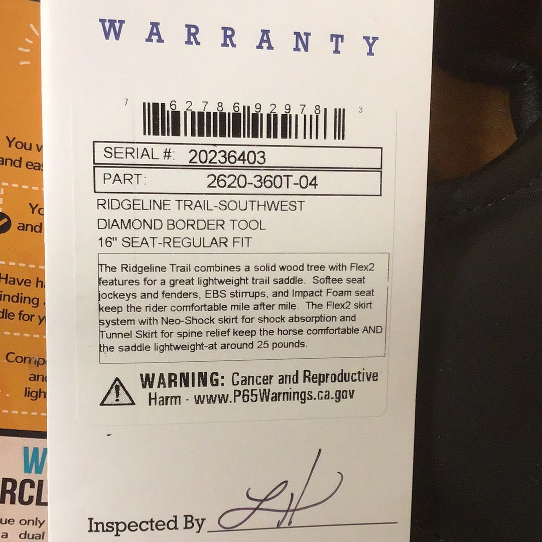 Circle Y 16" Ridgeline Trail Saddle Southwest