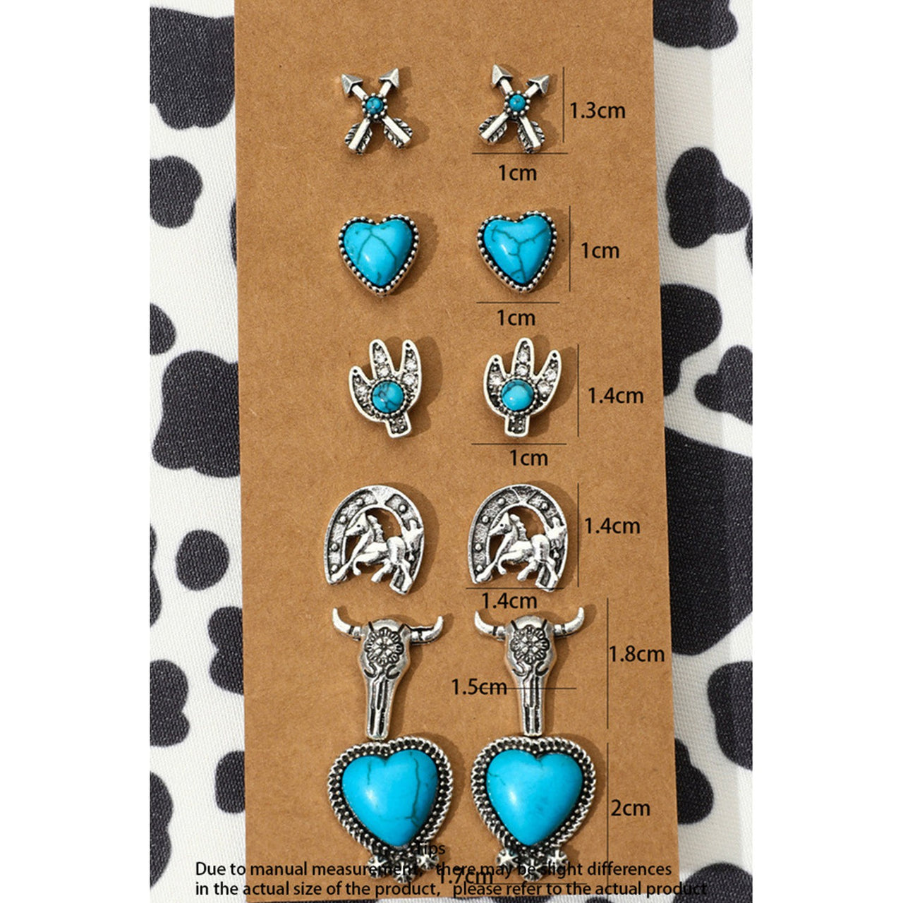 Dear Lover Western Turquoise Alloy Stud Earrings - Silver/Turquoise