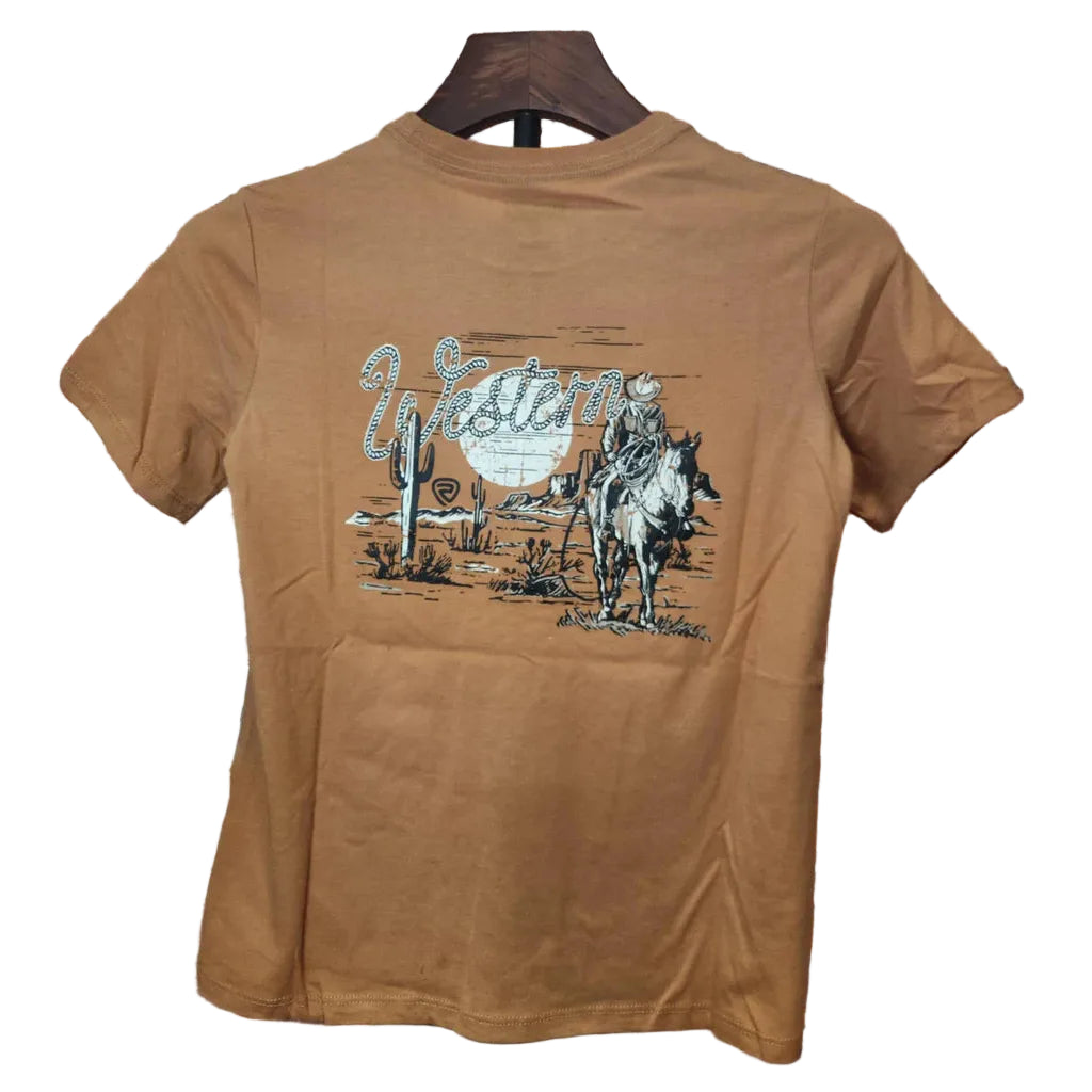 Rock & Roll Boy's Western Cowboy Graphic Tee - Camel