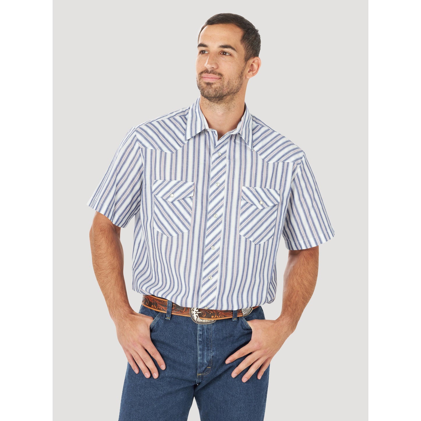 Wrangler Men's Sport Western Short Sleeve Stripe Snap Shirt (Big & Tall) - Assorted - Irvine Tack & Western Wear