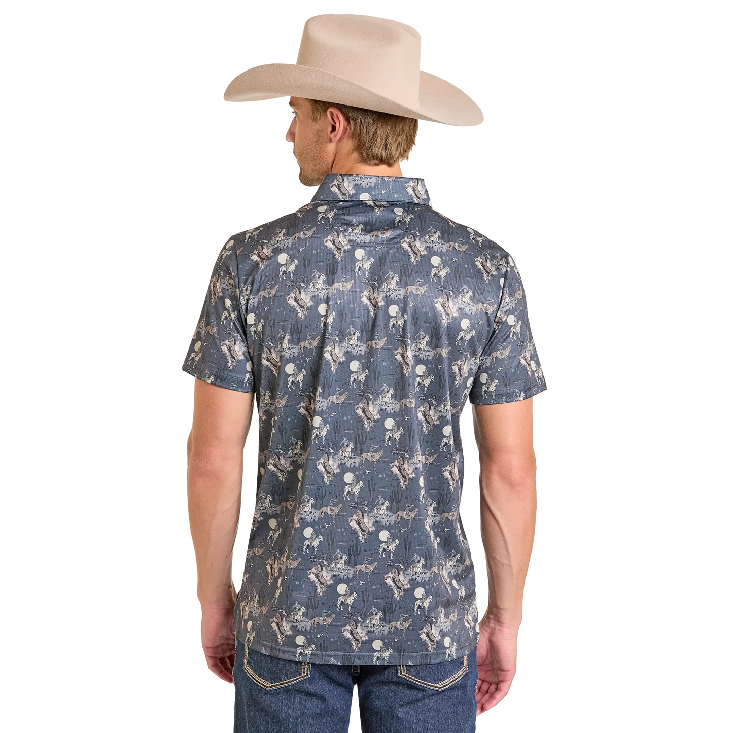 Rock & Roll Men's Conversational Printed Polo Shirt - Charcoal