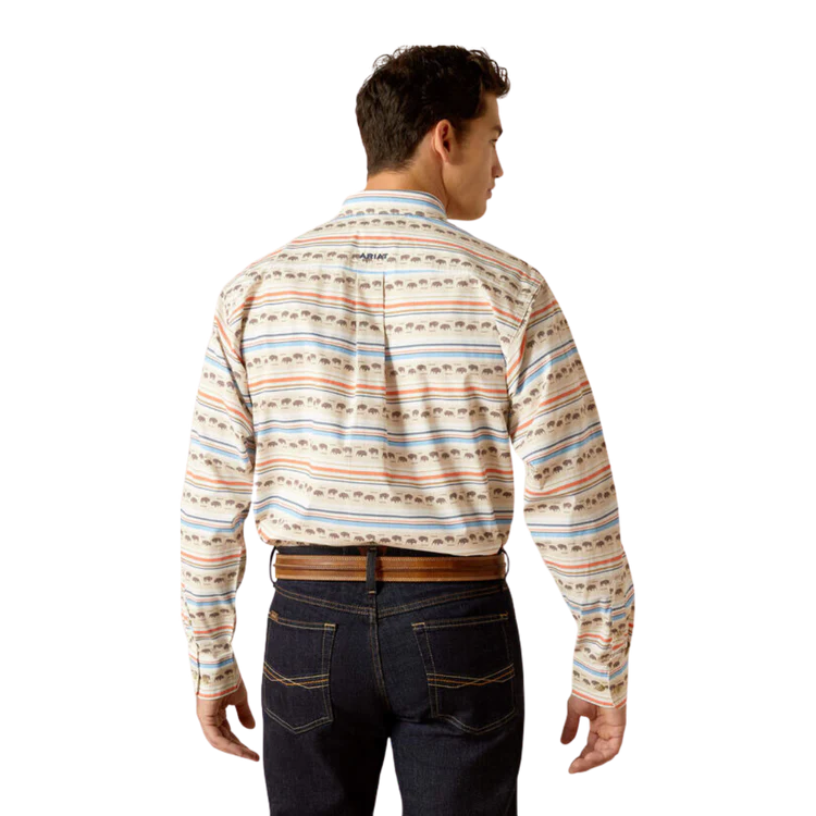 Ariat Men's Reed Serape Bison Print Long Sleeve Shirt- Khaki