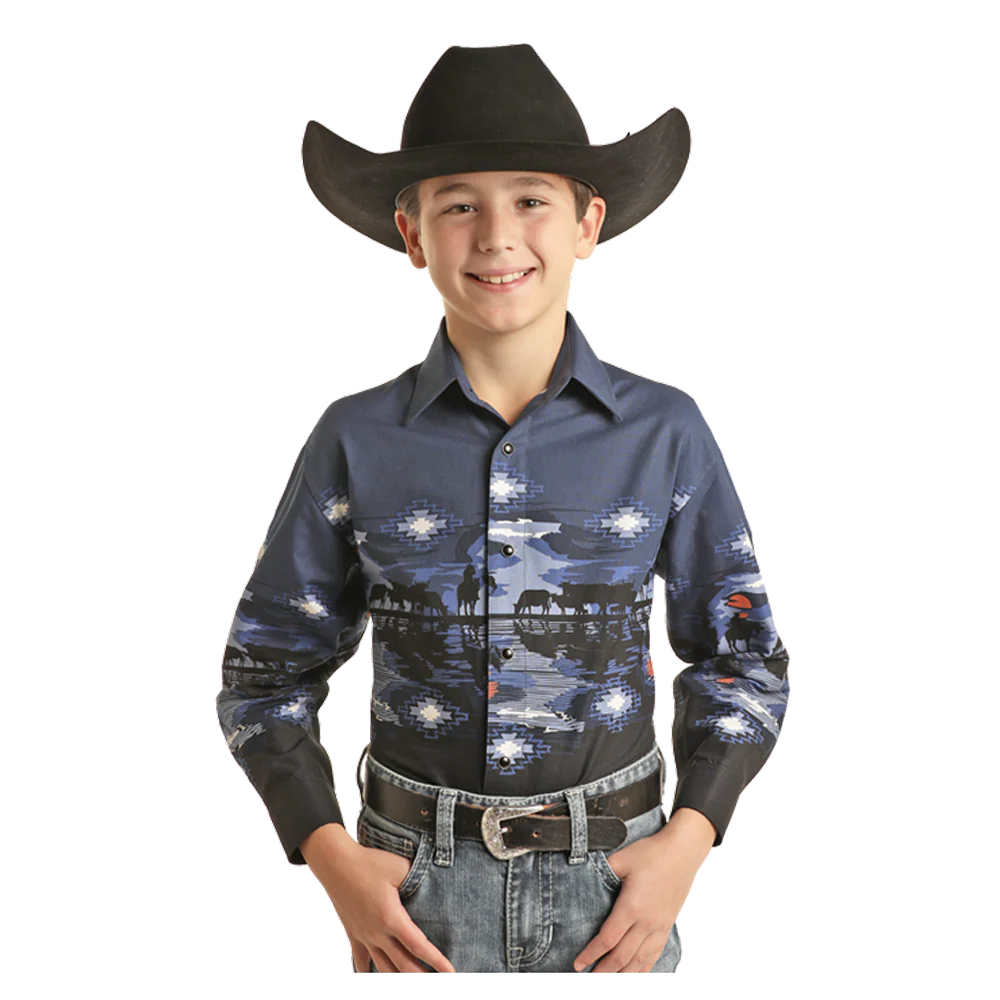 Panhandle Boy's Cowboy Border Snap Shirt