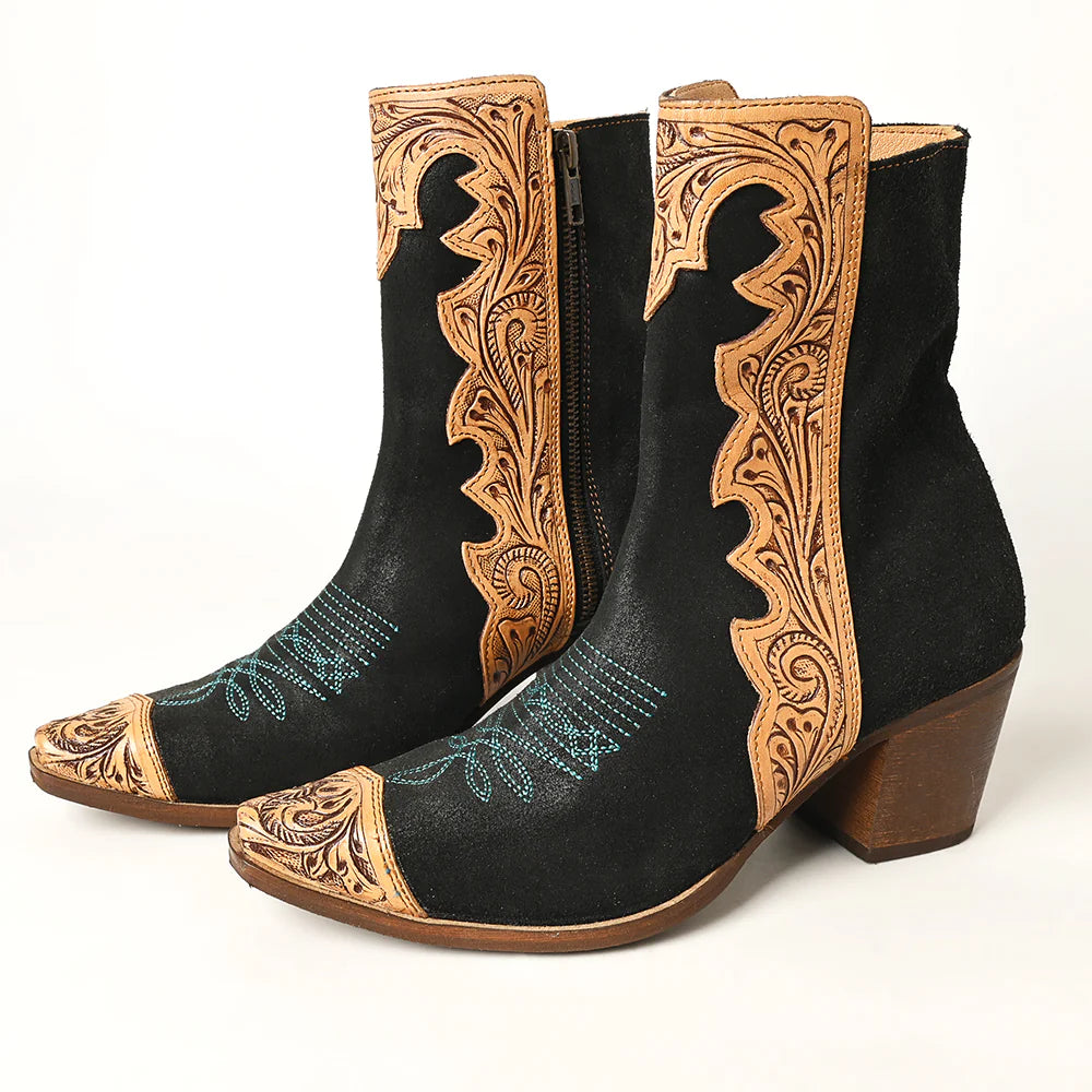 American Darling Hand Tooled Boot Stitch Suede Boot