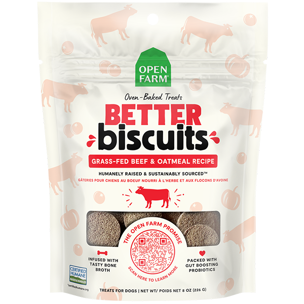 Open Farm Better Biscuit Dog Treats-Beef & Oatmeal 8oz