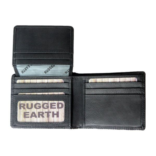 Rugged Earth Men's Leather Bifold Wallet - Black