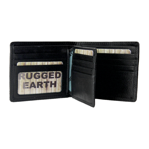 Rugged Earth Men's Black Leather Bifold Wallet