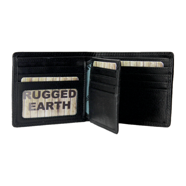 Rugged Earth Men's Leather Bifold Wallet - Black