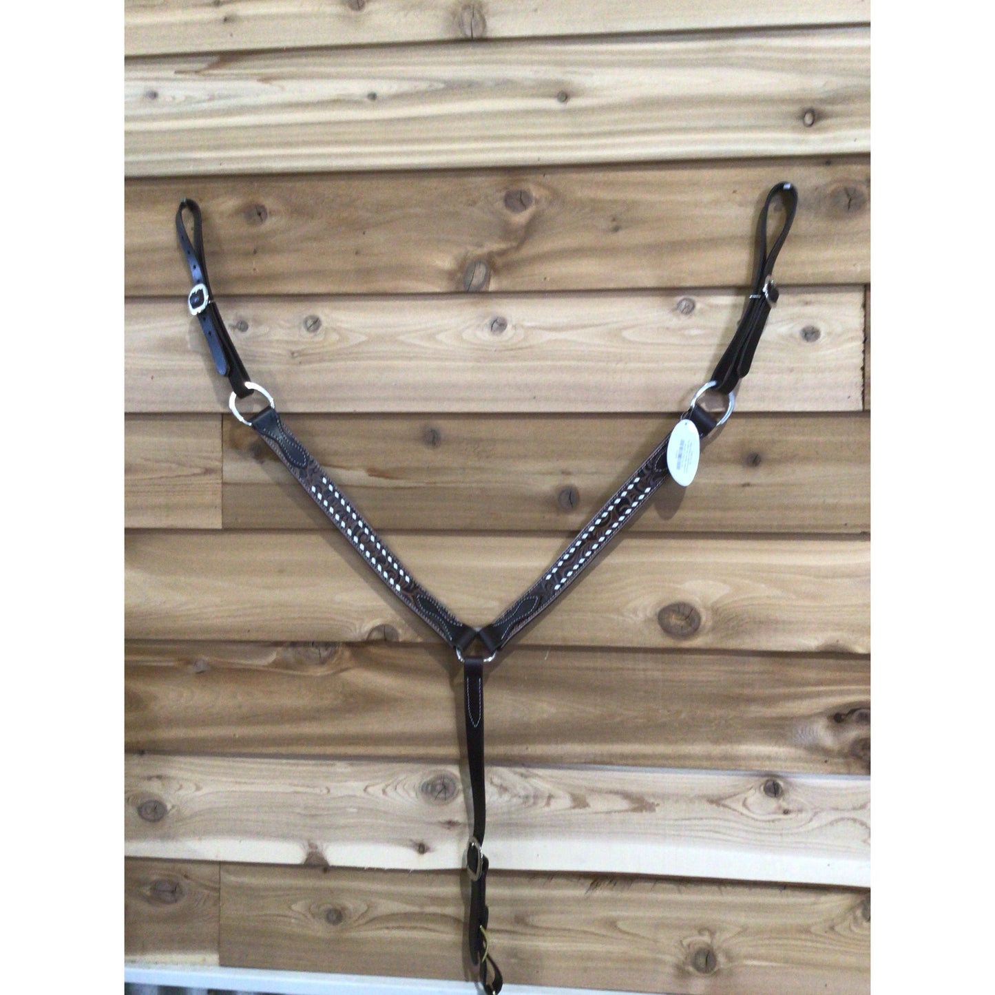 San Saba Equine Chocolate Floral Breastcollar w/ Buck Stitch