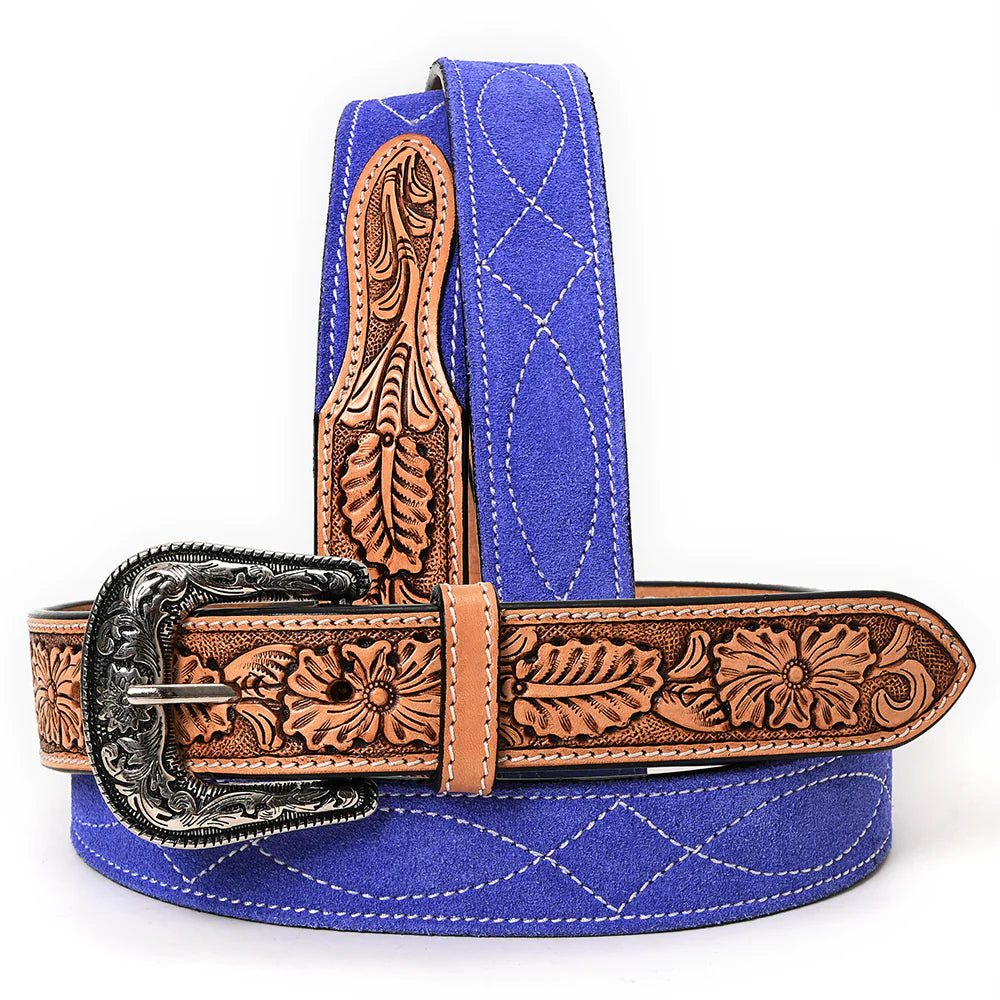 American Darling Beautifully Tooled Leather Belt-PURPLE