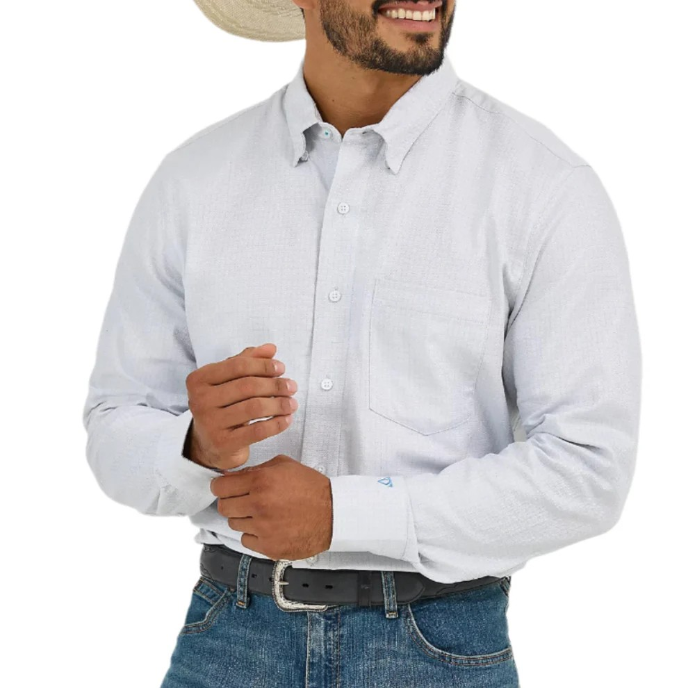 Wrangler Men's Cody Johnston Micro Check Long Sleeve Classic Fit Shirt