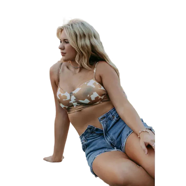 Merigold Kiss Cow Print Bathing Suit Top