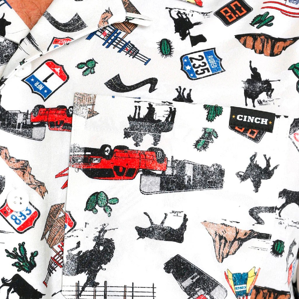 Cinch Men's Short Sleeve Camp Shirt - White