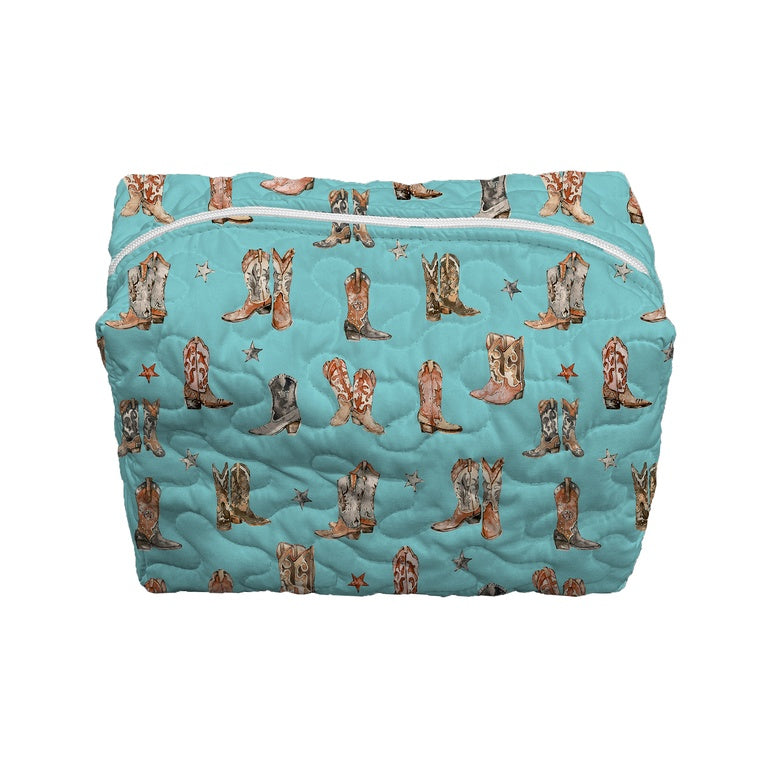 Ida Mae Home Thunderbird Boots Large Makeup Bag- Turquoise