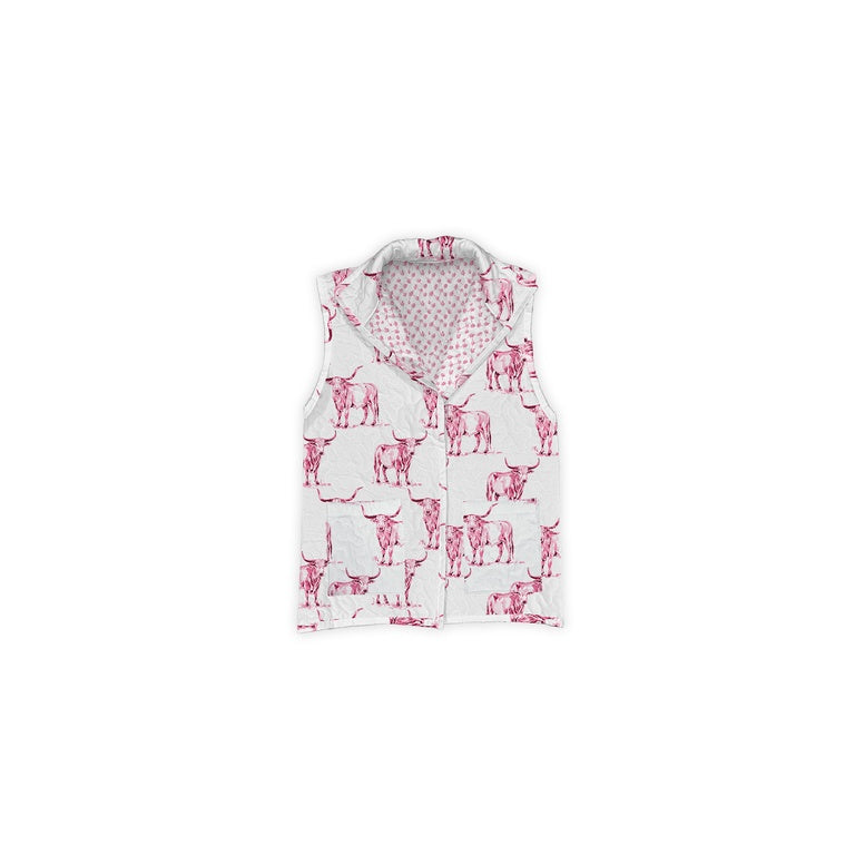 Ida Mae Home Longhorn Icon Ruby Vest- Fuchsia