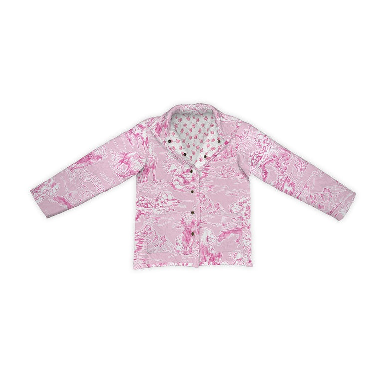 Ida Mae Home Girl's Buffalo Toile Snap Jacket-Blossom