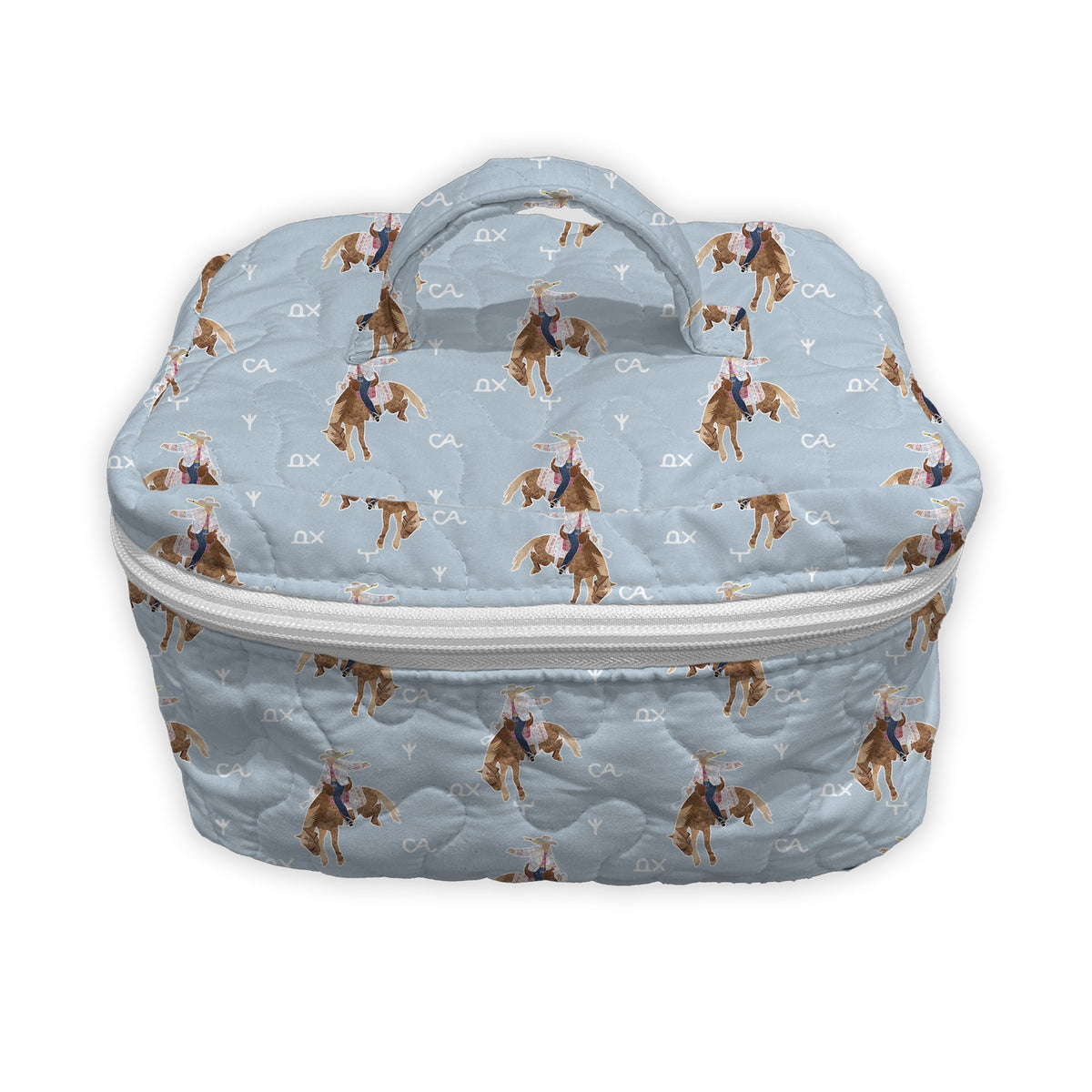 Ida Mae Home Casey Cowgirl Patchwork Travel Case- Blue