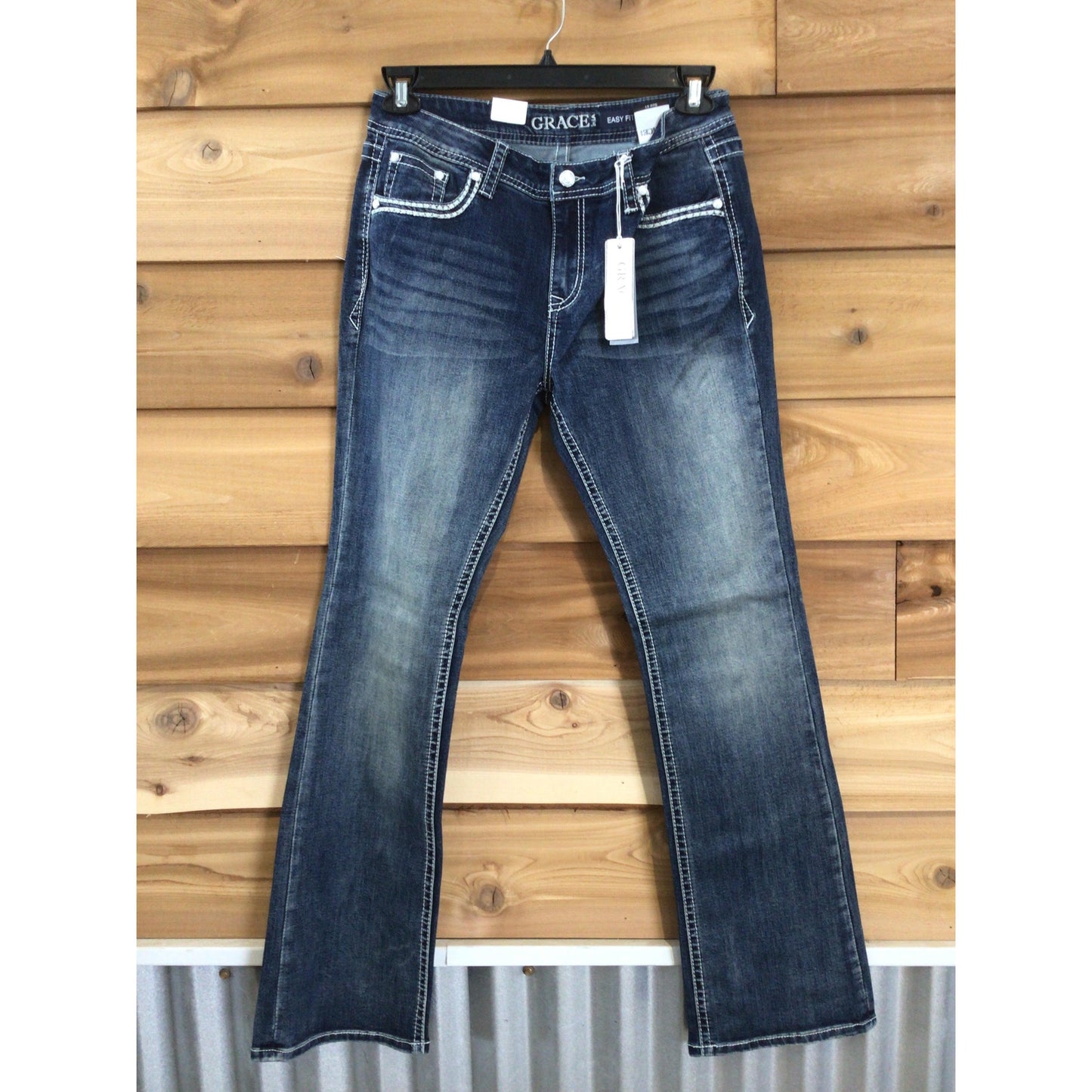 Grace in LA Women's Cowhide Detail Western Jeans