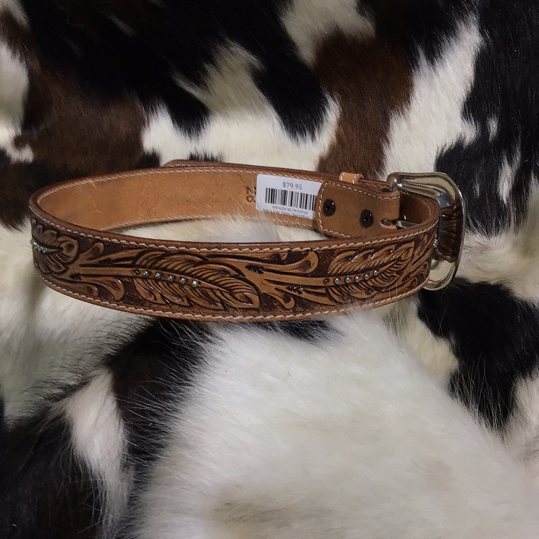 Men's Leaf  Pattern Belt W/Dots