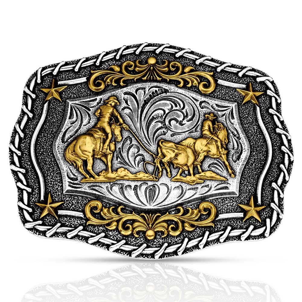 Montana Silversmiths The Roundup Team Roper Belt Buckle