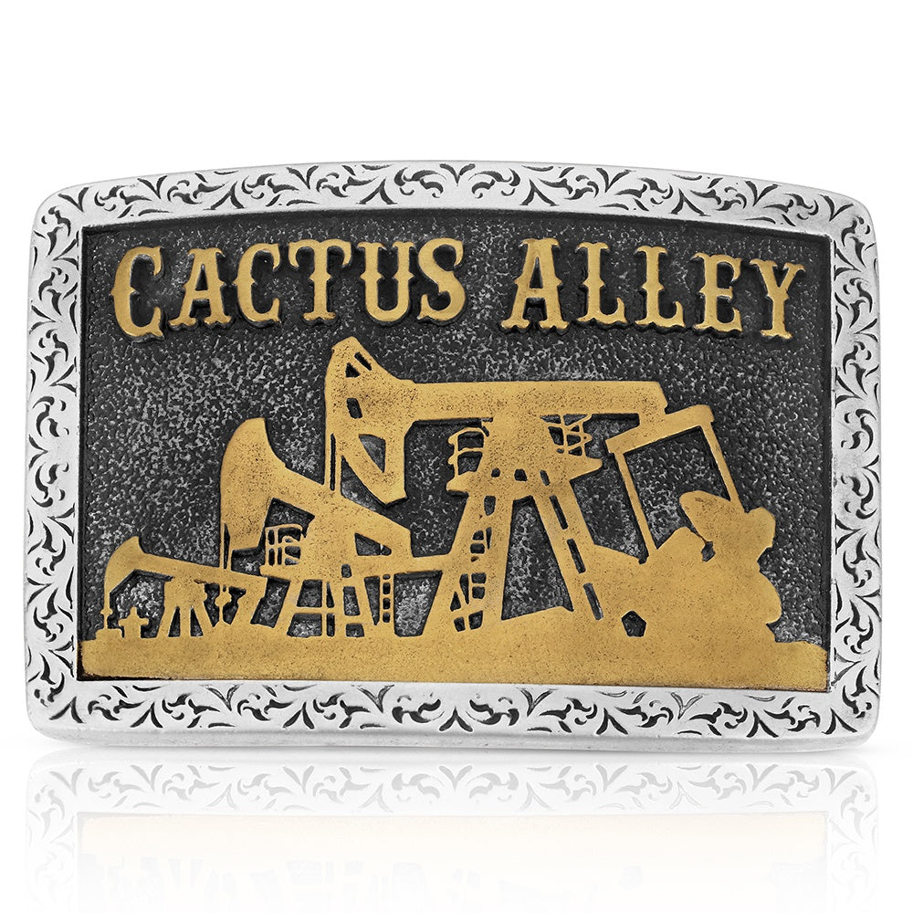 Montana Silversmiths Pumpjack Cactus Alley Belt Buckle
