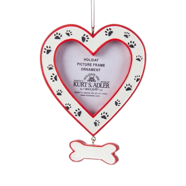 4.25"HEART PHOTO FRAME W/DOG PAWS