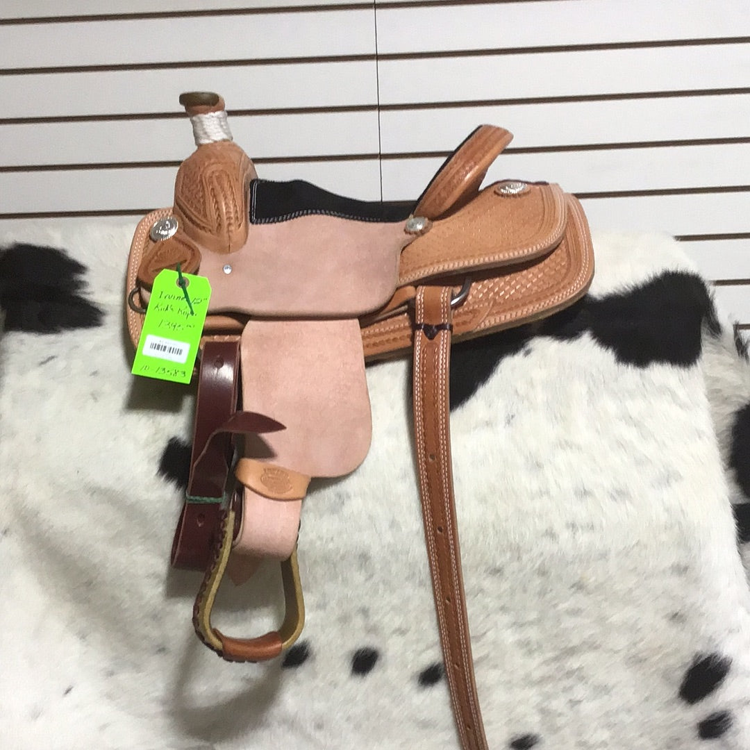 Irvine 12" Kid's Roper Saddle - 1/2 Basic Tooling Suede Seat