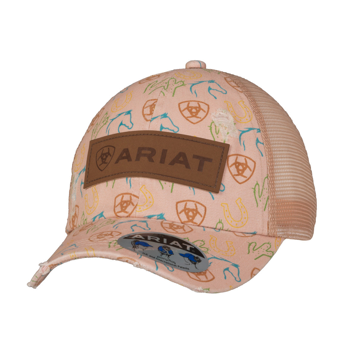 Ariat Ladies Pink Printed Fabric Ponyflo Cap