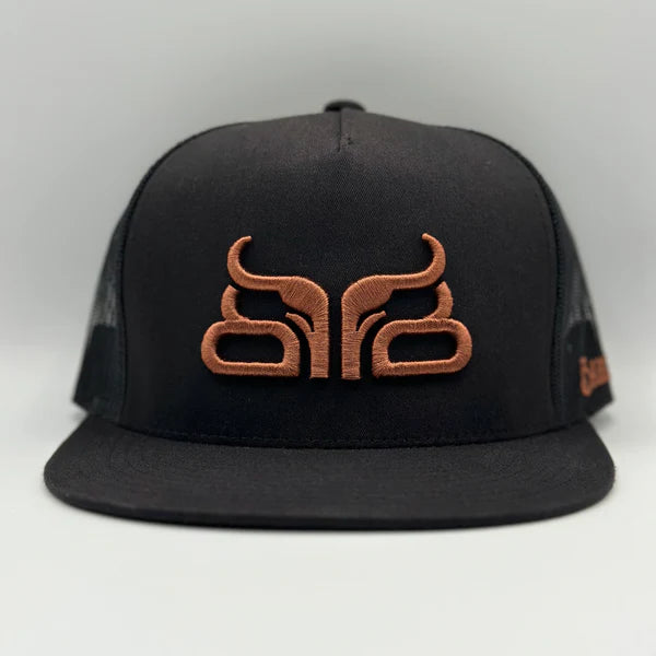 Baredown Brand Buckskin Flat Bill Cap-Black/Copper