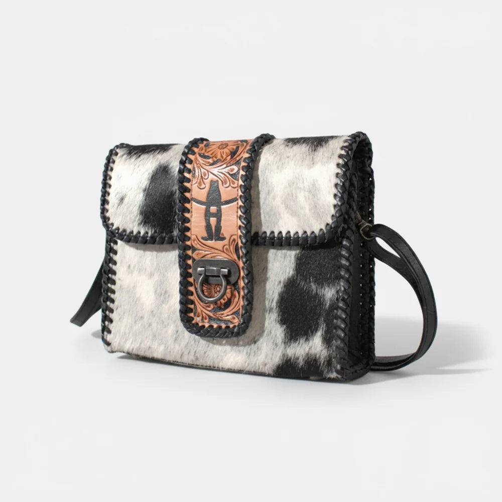 American Darling Women's Handtooled & Hair On Leather Crossbody Bag