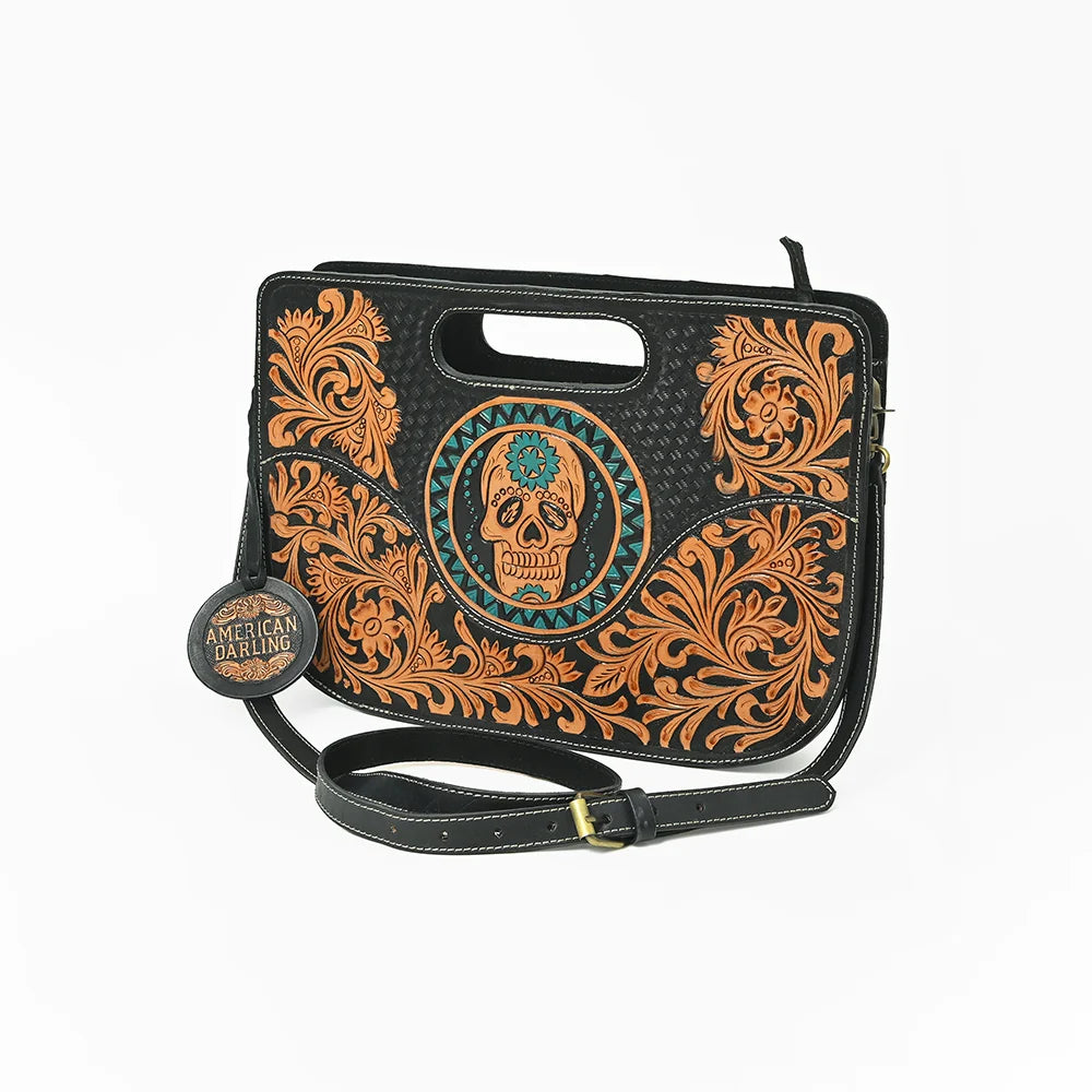 American Darling Clutch Genuine Leather Bag - Black/Brown
